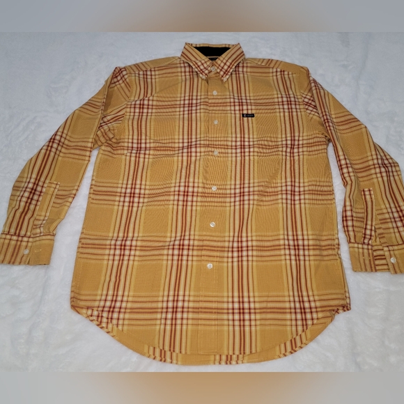 Chaps Mustard and Burgundy Plaid Button-Down Shirt - Picture 1 of 7